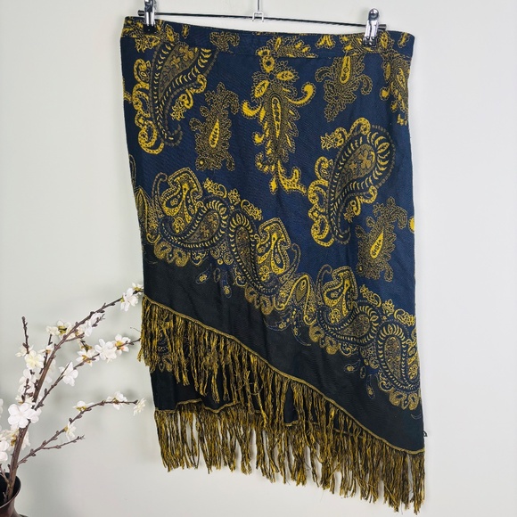Lane Bryant Dresses & Skirts - Lane Bryant Paisley Fringe Hem Skirt Size 18